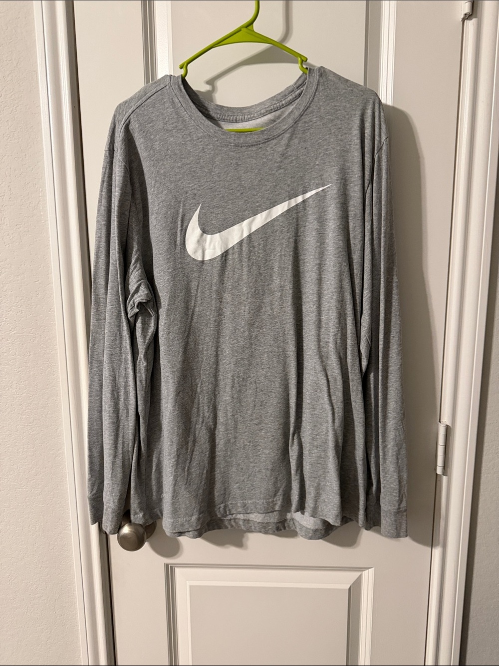 Nike Gray Long-Sleeve Tee with White Swoosh